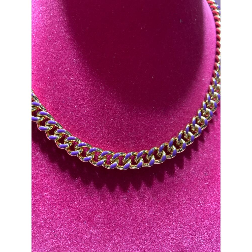 Melania Clara gold Savannah necklace with purple enamel